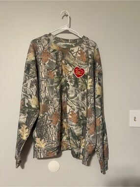 Ascot + Hart Hunters Camo Leaf Print Crewneck Sweatshirt